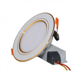 Đèn LED âm trần đổi 3 màu 9W Rạng Đông, khoét lỗ 110, vỏ nhôm đúc - (Viền vàng)