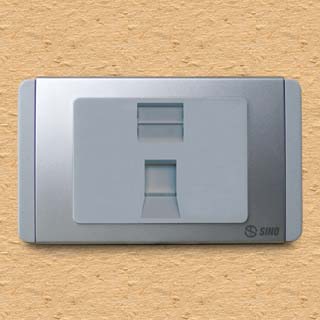 Ổ cắm điện thoại 4 dây có nắp che, loại đơn, màu xám bạc - S68G31RJ